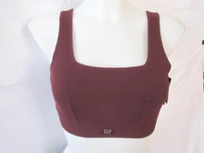 NWT GapBody Size S, M, L Cotton Rib Logo Bralette Burgundy Wine!