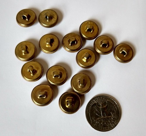Lot 14 Brass Toned Leaping Tiger Embossed Domed Shank Buttons 1/2" Crafting - Picture 3 of 3