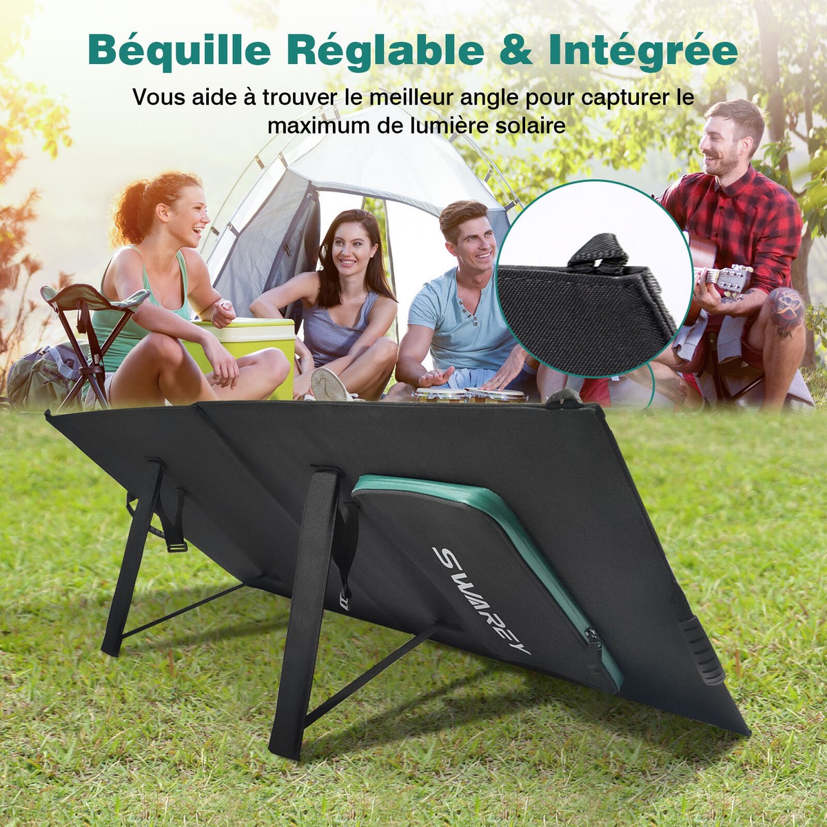 Panneau Solaire Pliable 100W JES – Monocristallin ETFE, Sorties USB/Type-C/DC