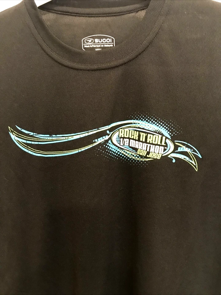 Sugoi Mens Rock N Roll 1/2 Marathon San Jose Sz M Running T-Shirt Black - Image 2 of 4