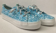 Sperry Crest Vibe Platform Sneaker 9.5US Tropical Print Cushion Resort Leather