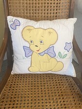 Vintage Hand Embroidered Nursery Baby Boy Bear Pillow