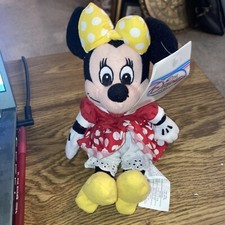 The Disney Store Mini Bean Bag Minnie Mouse 8" W/ Tag Red Dress