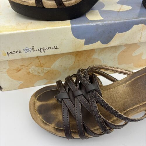 Mudd 90er hochhackige Sandalen Slipper Riemchen braun offene Zehenpartie neutral Freizeit Damen 6,5 - Bild 2 von 6