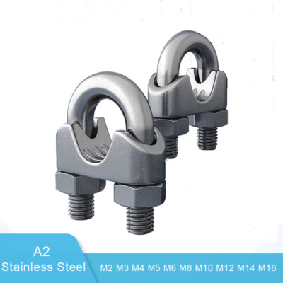 M16 Rope Clamp M2-M16 Wire Rope Clamp Cable Grip A2 Stainless Steel Metal Wire U Bolts ...