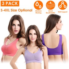 3Pack Women Seamless Sport Bras High Impact Running Yoga Workout Bra Solid Color