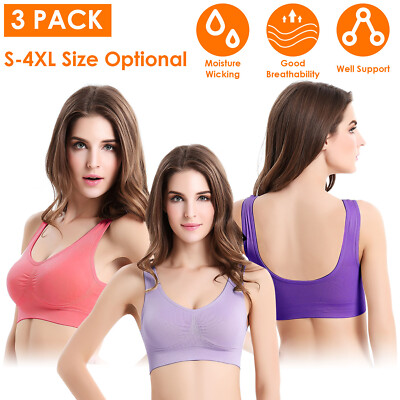 3Pack Women Seamless Sport Bras High Impact Running Yoga Workout