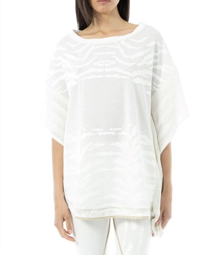 Elisa Cavaletti White knitted Asymmetrical t-shirt top with print size XXL BNWT - Picture 8 of 8