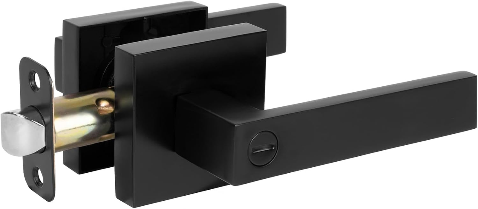 Black Privacy Door Handles with Lock, Keyless Interior Door Handle for Bedroo...-image