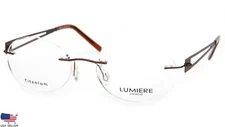 NEW LUMIERE EYEWEAR ITALY 7802 C2 BROWN EYEGLASSES GLASSES RIMLESS 49-18-140mm