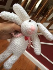 Handmade Crochet Little Mouse Crochet Stuffed Doll Toy Wearing a Rd Heard 11"