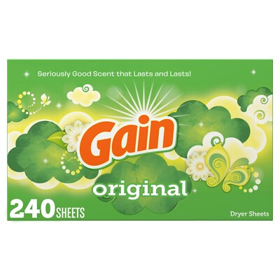 Gain Fabric Softener Dryer Sheets, Original, 240 Count