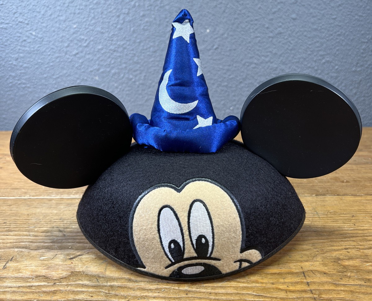 Vintage Disneyland Ears Headband fluffy black FANTASIA Mickey Hat Authentic Disney Sorcerer Fantasia Mickey Mouse Ear Hat  main image 3