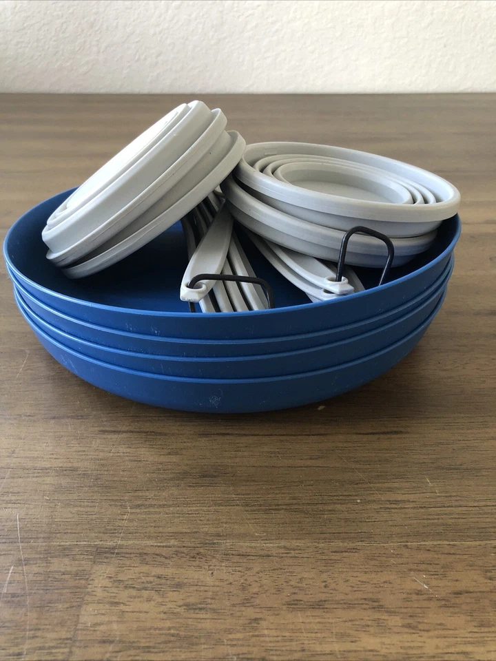Platos de camping de plástico, tazas de silicona plegables, juego de cuchara tenedor de cuchillo Foto 3 de 4