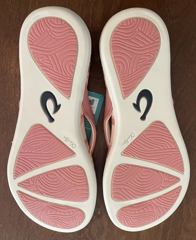 OluKai HO'OPIO HAU Rosette/WAI Pink CAMO Flip Flop SANDALS Women’s Size 7 US/NEW - Image 4 of 4