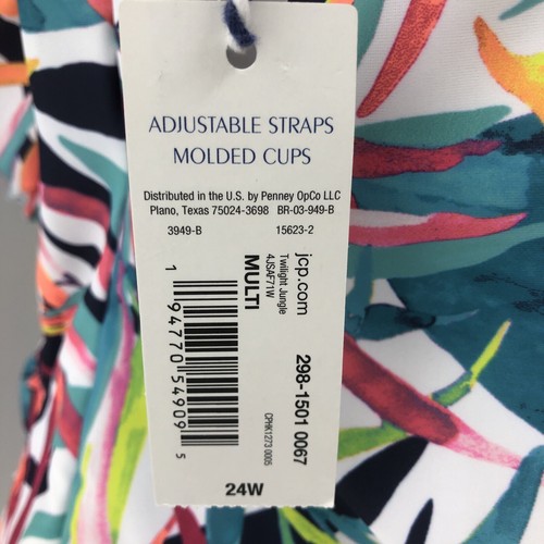 Plus Tankini Swim Top Women’s 24W Multicolored Palm ~ NEW Sonnet Shores - Picture 4 of 5