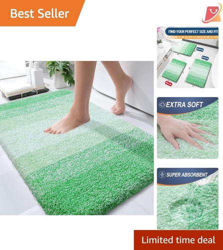 Bath Mat Microfiber 30x20 Extra Soft Quick Dry Non Slip Machine Washable Green