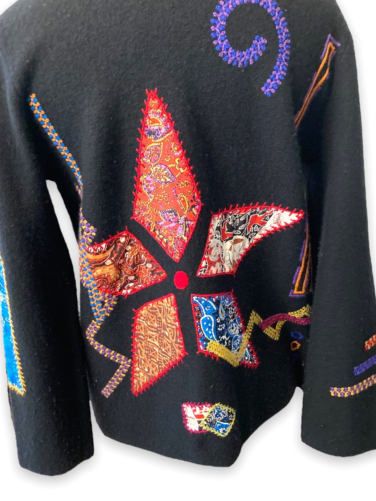 CHICOS DESIGN wool Jacket Patchwork Embroidered C… - image 6