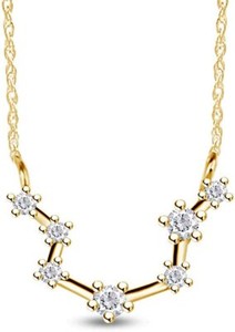 Authentic Simulated Personalized Star Constellation Zodiac Sign Pendant Yellow Gold Plated