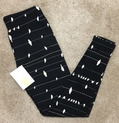 Leggings LulaRoe Vintage Blue Birds On A Wire - Taille Tall & Curvy, Neuf Avec étiquettes