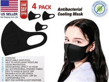 1PCS or 4PCS Cooling Unisex Adult Fashion Black Face Masks Reusable Washable DOT
