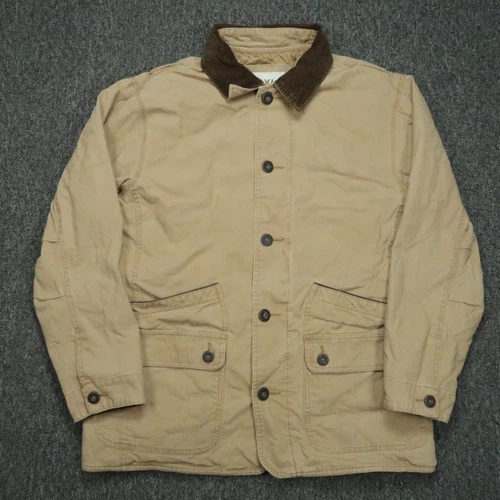 Orvis Jacket Mens Large Khaki Tan Classic Barn Coat Quilt Lined Chore *