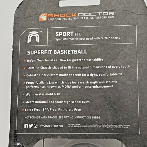 Shock Doctor Protezione Bocca Donna Superfit Basket Sport Fit Bianco Bassa Temp - Foto 7 di 7