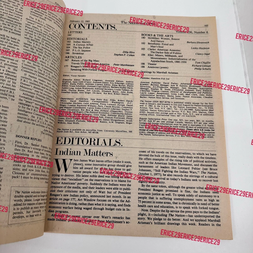 The Nation Magazine Feb 1983 Travels Through Indian America Peter Matthiessen Foto 2 de 4
