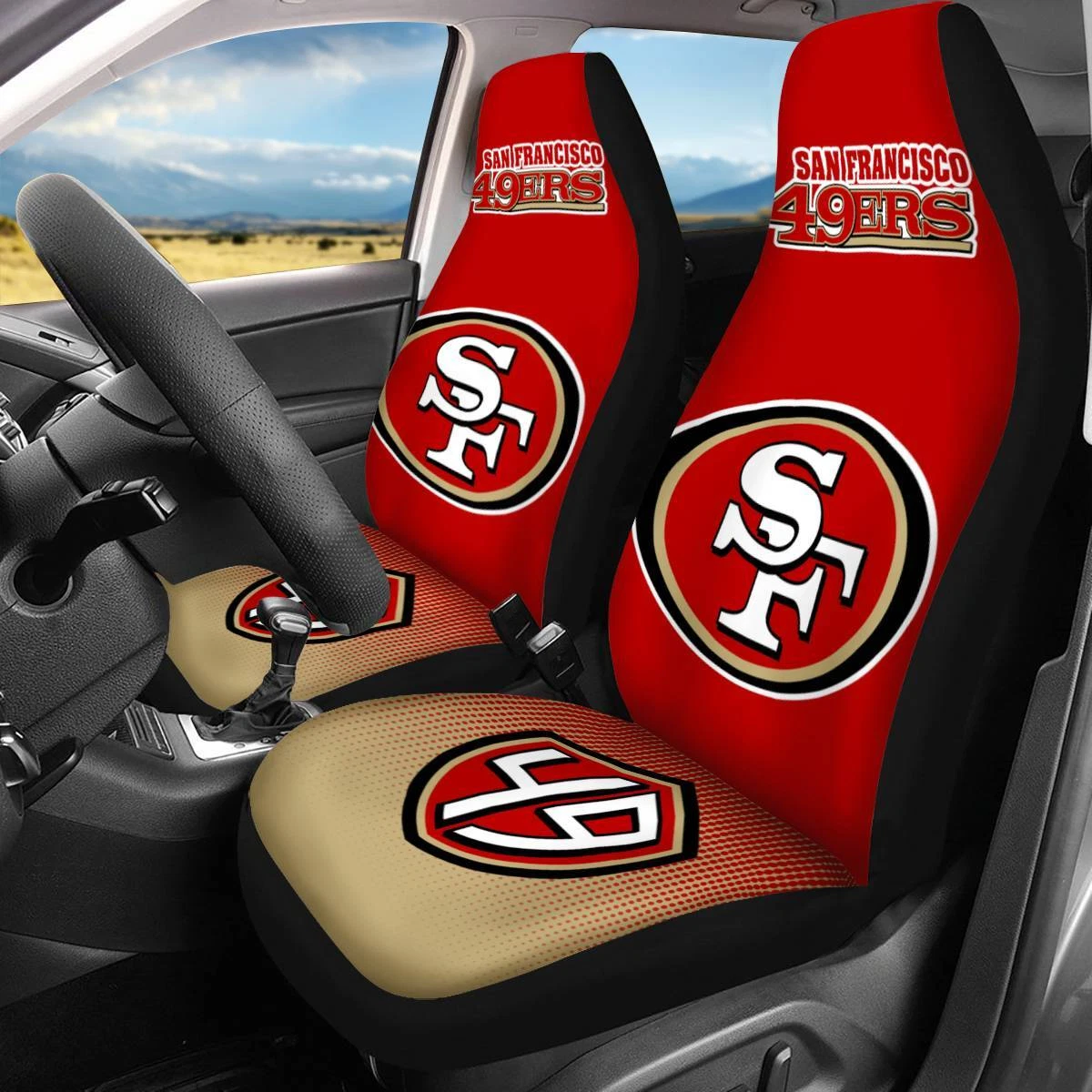 Car Seat Cover Seat Protector 2Pc with San Francisco 49ers