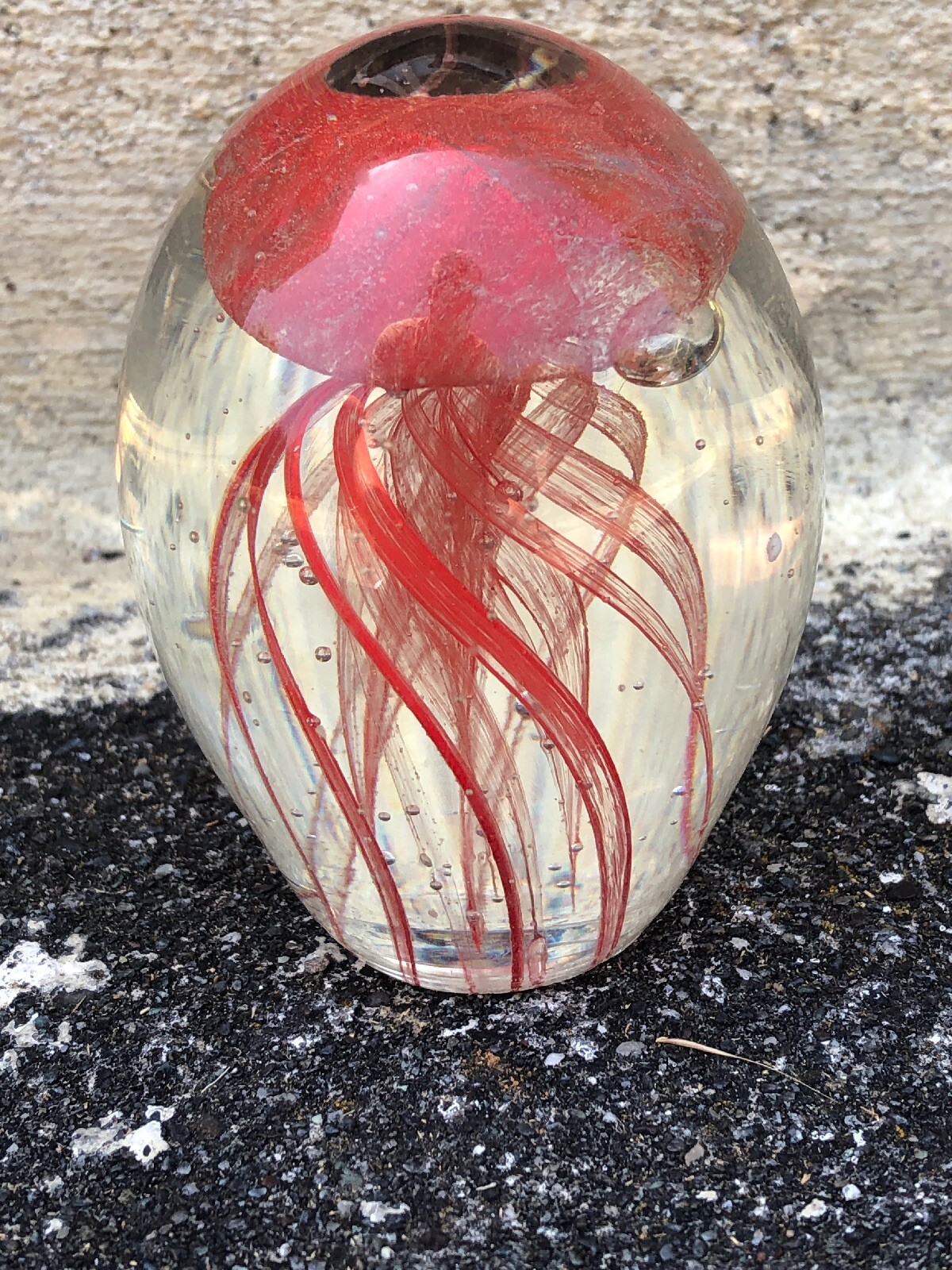 MURANO STYLE ART GLASS CLEAR RED JELLYFISH FIGURINE PAPER WEIGHT eBay
