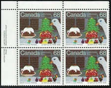 Canada sc#1069 Christmas 1985: Santa Clauss Parade, UL Imprint Block, Mint-NH