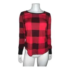 Old Navy Womens Red & Black Buffalo Plaid Waffle Pajama Top Medium NWOT