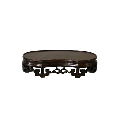 6.5'' Oriental Brown Curve Oval Wood Stand Riser Easel st1054