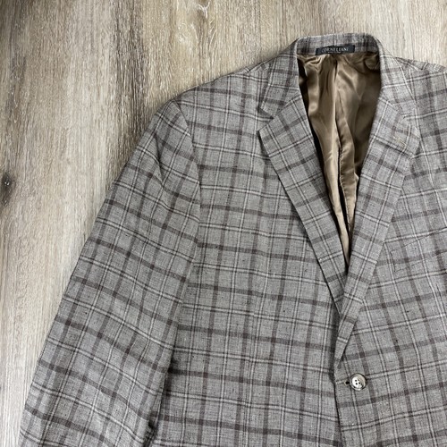 CORNELIANI Men's 46 Beige Linen Sport Coat Windowpane Check Italian Blazer Flax - Picture 3 of 24