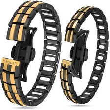 MagnetRX Magnetic Couples Bracelets 5X Strength 5,000 Gauss Titanium for Unisex