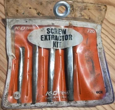 VINTAGE K-D TOOLS NO 720 4PC SCREW EXTRACTOR SET SQUARE #1-4 BOLTS 1/4-9/16"