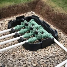 Orbit Sprinkler Valve Box Platform with Removable Pipe Windows, Rectangular,