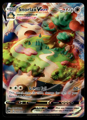Snorlax VMAX Holofoil 142/202 SWSH01: Sword & Shield Base Set NM
