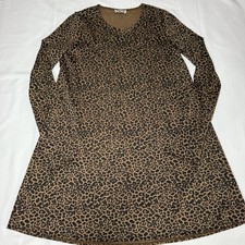 Show Me Your Mumu Toby Tunic Dress Mini Long Sleeve Leopard Stretch Xsmall