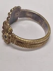 Vintage Sterling 925 Silver Very Unique Open Ornate Ring With Two Small Stones