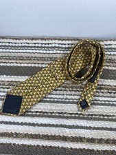 Burberrys London Silk Tie Yellow Tree Pot Print Vintage 90s Made in USA