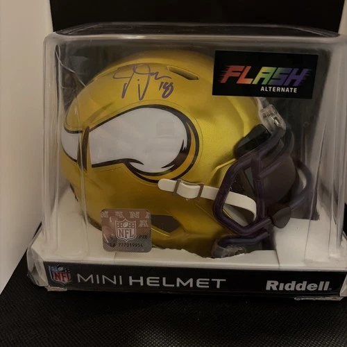 Justin Jefferson Signed Minnesota Vikings Mini Helmet Riddell Flash Beckett BAS