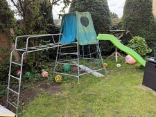 TP Explorer Metal Climbing Frame With Den, Slide And Monkey Jungle Run Bridge