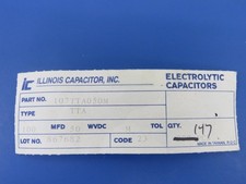 ILLINOIS CAPACITOR 107TTA050M Qty of 32 per Lot Capacitor Aluminum Electrolyti