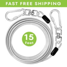 Jenico Dog Tie Out Cable 15ft - Heavy Duty Outdoor Leash for Dogs Up to 500 Lbs