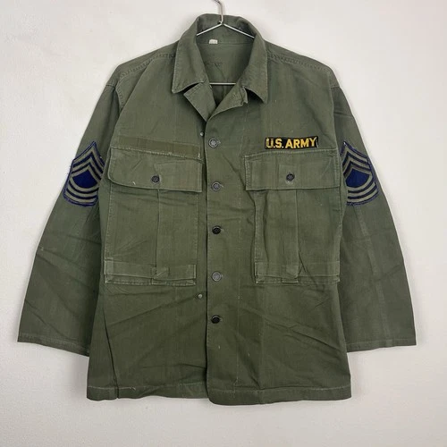 Vintage WWII M43 Field Jacket Shirt Military HBT 13 Star Sz 36 R