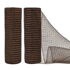 Deco Mesh Ribbon 10 Inch x 20 Yards Chocolate Brown Metallic Foil Wreath Craft