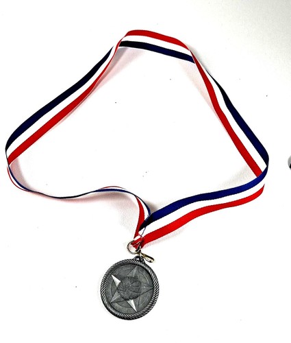 Vintage Basketball Aware Medal Basketball On A Star 2X2" Red White Blue Ribbon