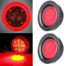 2x Sealed 2.5 Round Trailer Clearance Lamps Side Marker Light - Red - 13led