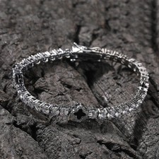 14K White Gold Plated 4 Flower Women's Bracelet 5.90Ct Lab Created Diamond Round